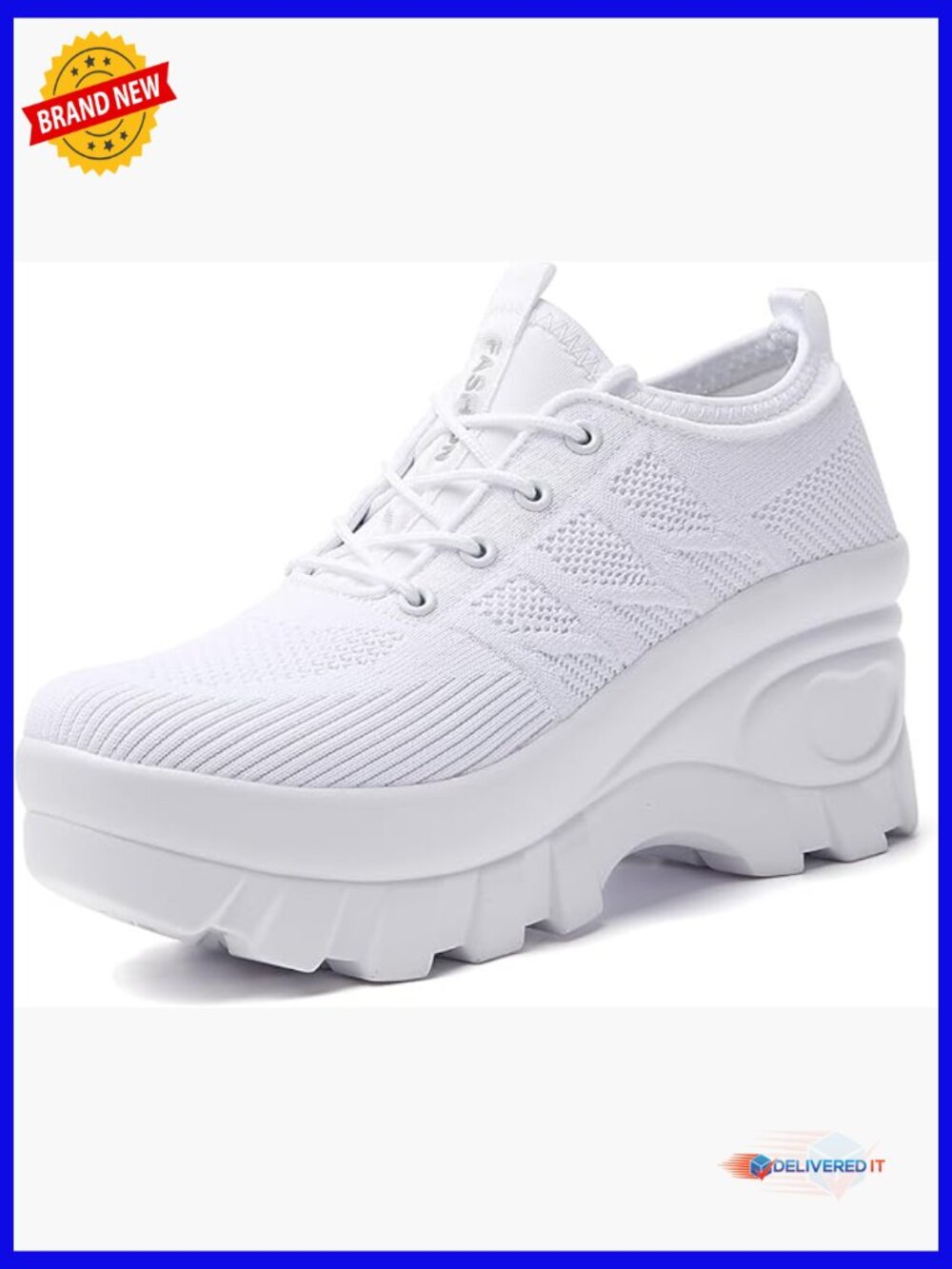 Chunky Platform Sneakers Lace-Up Comfort Orthopedic Knit Walking Shoes
